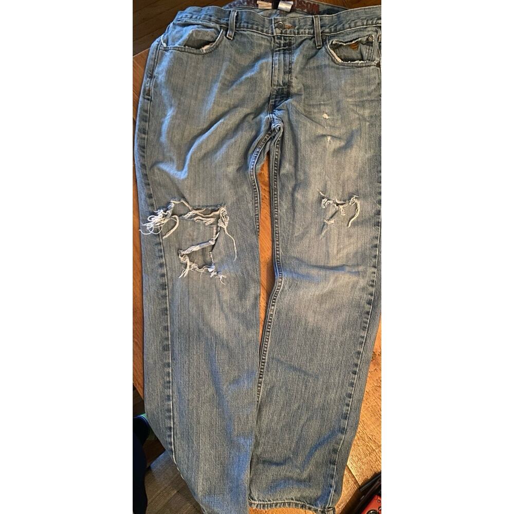 Harley-Davidson Jeans Mens 38x34 Blue Denim Straight Leg Biker Distressed Pants